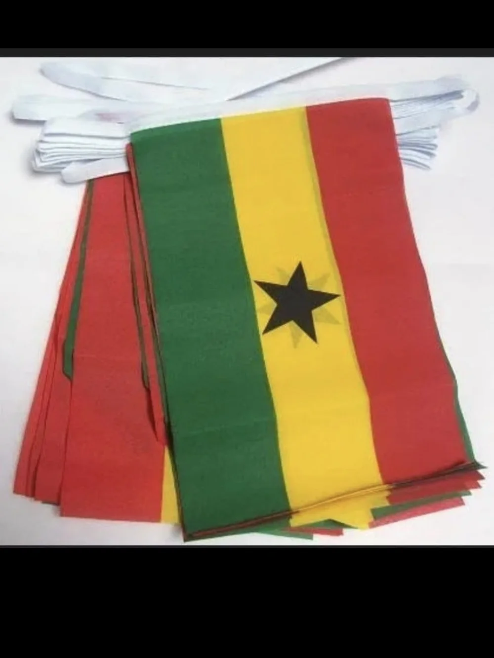 Ghana Flag Bunting Garland - Red, Yellow, Green with Black Star Set (2)